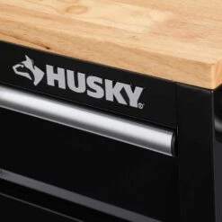 Husky Tool Storage 72 In. W Standard Duty Gloss Black Mobile Workbench Tool Chest -Husky Shop gloss black with silver trim husky mobile workbenches hotc7218b12m 44 1000