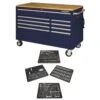 Husky 52 In. W X 25 In. D 9-Drawer Gloss Blue Mobile Workbench Tool Chest With Mechanics Tool Set In Foam (320-Piece) -Husky Shop gloss blue husky mobile workbenches h320eva52mwbblucb 64 1000