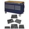 Husky 52 In. W X 25 In. D 9-Drawer Gloss Blue Mobile Workbench Tool Chest With Mechanics Tool Set In Foam (370-Piece) -Husky Shop gloss blue husky mobile workbenches h370eva52mwbblucb 64 1000