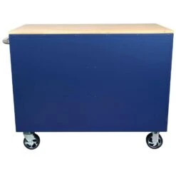 Husky 46 In. W X 24.5 In. D Standard Duty 9-Drawer Mobile Workbench Cabinet With Solid Wood Top In Gloss Blue -Husky Shop gloss blue with silver trim husky mobile workbenches h46mwc9gbv2 77 1000