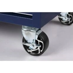 Husky 46 In. W X 24.5 In. D Standard Duty 9-Drawer Mobile Workbench Cabinet With Solid Wood Top In Gloss Blue -Husky Shop gloss blue with silver trim husky mobile workbenches h46mwc9gbv2 fa 1000