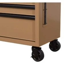 Husky Standard Duty 46 In. W X 18 In. D 9-Drawer Gloss Tan Mobile Workbench Cabinet With Solid Wood Top -Husky Shop gloss desert tan husky mobile workbenches h46x18mwc9tan 1d 1000