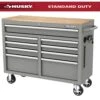 Husky Tool Storage 46 In. W Gloss Gray Mobile Workbench Cabinet -Husky Shop gloss gray husky mobile workbenches h46x18mwc9gry 64 1000