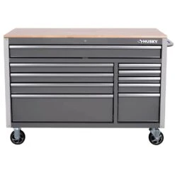 Husky Tool Storage 52 In. W X 25 In. D Standard Duty Gloss Gray Mobile Workbench Tool Chest -Husky Shop gloss gray with silver trim husky mobile workbenches h52mwc10gry 1f 1000