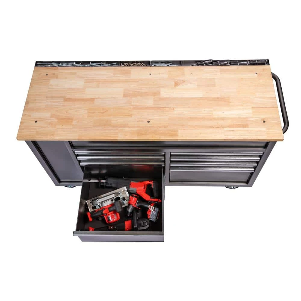 Husky 61 In. W X 24 In. D Standard Duty 10-Drawer Mobile Workbench Tool Chest With Sliding Bin Storage Drawer In Silver 5 Husky 61 In. W X 24 In. D Standard Duty 10-Drawer Mobile Workbench Tool Chest With Sliding Bin Storage Drawer In Silver - Image 5