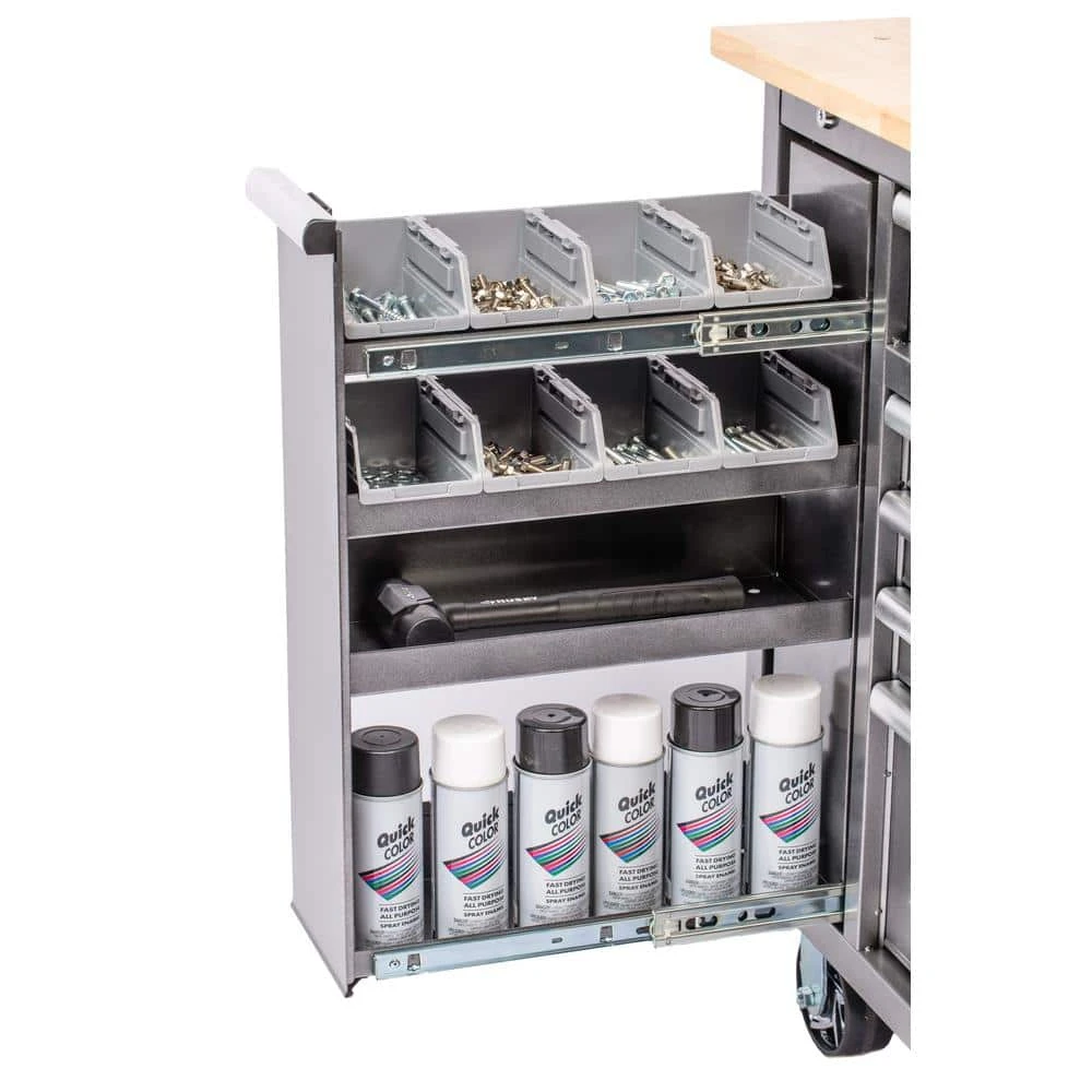 Husky 61 In. W X 24 In. D Standard Duty 10-Drawer Mobile Workbench Tool Chest With Sliding Bin Storage Drawer In Silver 6 Husky 61 In. W X 24 In. D Standard Duty 10-Drawer Mobile Workbench Tool Chest With Sliding Bin Storage Drawer In Silver - Image 6