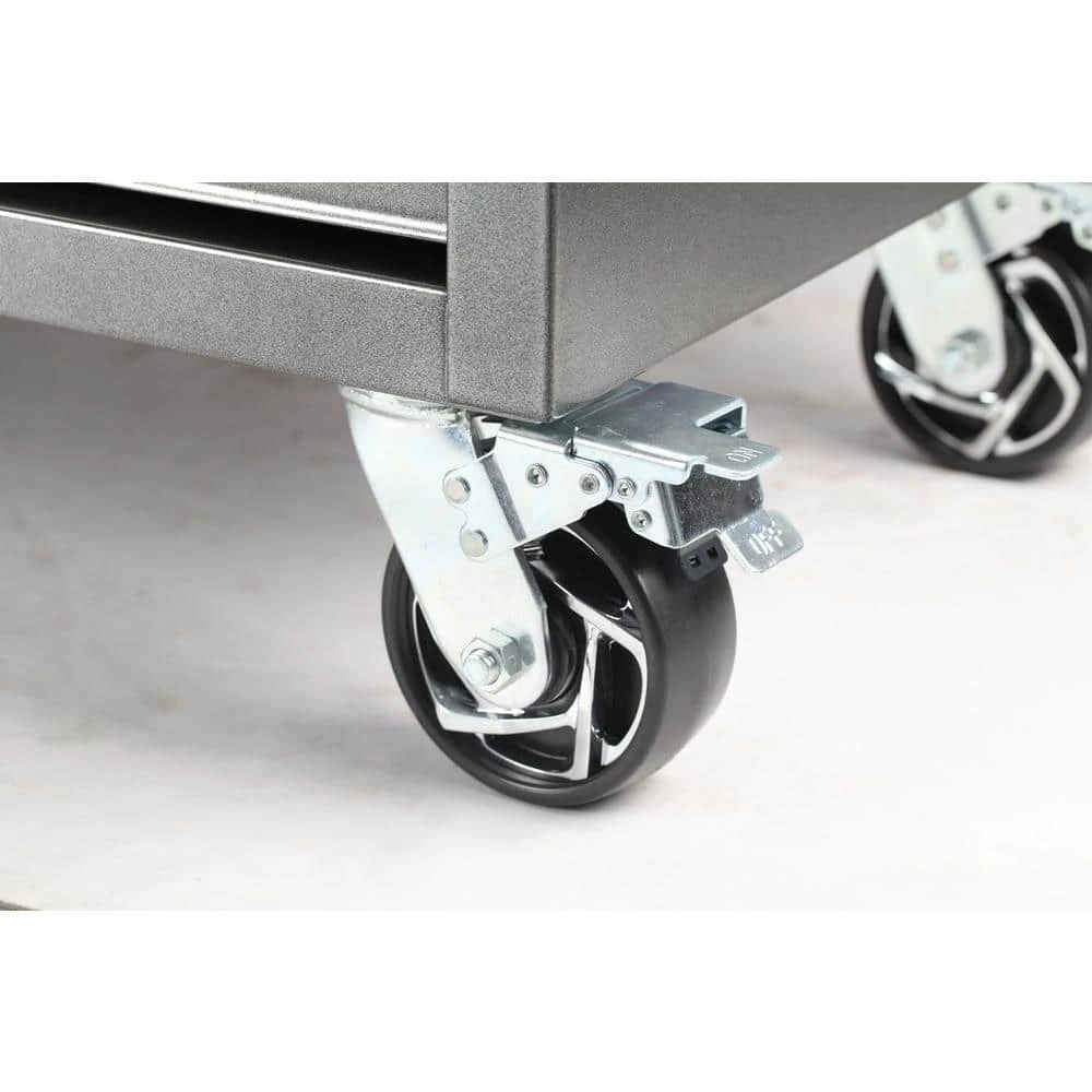 Husky 61 In. W X 24 In. D Standard Duty 10-Drawer Mobile Workbench Tool Chest With Sliding Bin Storage Drawer In Silver 12 Husky 61 In. W X 24 In. D Standard Duty 10-Drawer Mobile Workbench Tool Chest With Sliding Bin Storage Drawer In Silver - Image 12