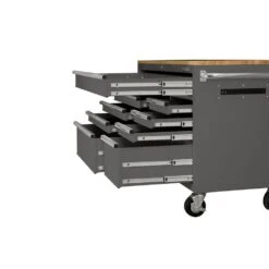 Husky 52 In. W X 25 In. D Standard Duty 9-Drawer Mobile Workbench Cabinet With Solid Wood Top In Gloss Gray -Husky Shop gloss gray with silver trim husky mobile workbenches hotc5209b41m 1d 1000