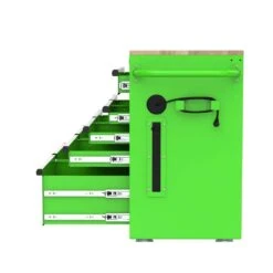 Husky 46 In. W X 18 In. D 9-Drawer Gloss Green Mobile Workbench Cabinet With Solid Wood Top -Husky Shop gloss green husky mobile workbenches h46x18mwc9grn 44 1000