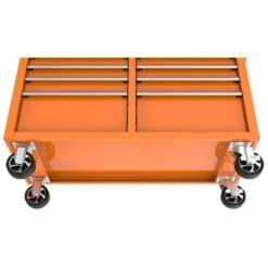 Husky 46 In. W X 18 In. D 9-Drawer Gloss Orange Mobile Workbench Cabinet With Solid Wood Top -Husky Shop gloss orange husky mobile workbenches h46x18mwc9org 1d 1000