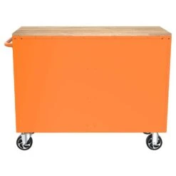 Husky 46 In. W X 18 In. D 9-Drawer Gloss Orange Mobile Workbench Cabinet With Solid Wood Top -Husky Shop gloss orange husky mobile workbenches h46x18mwc9org 66 1000