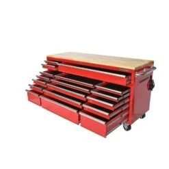 Husky Tool Storage 72 In. W X 21 In. D Standard Duty Gloss Red Mobile Workbench Tool Chest -Husky Shop gloss red husky mobile workbenches hotc7218b21m 4f 1000