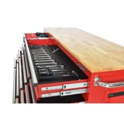 Husky Tool Storage 72 In. W X 21 In. D Standard Duty Gloss Red Mobile Workbench Tool Chest -Husky Shop gloss red husky mobile workbenches hotc7218b21m 76 1000