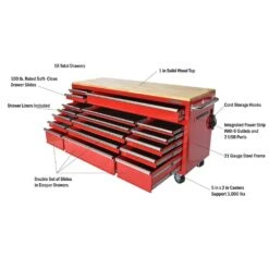 Husky Tool Storage 72 In. W X 21 In. D Standard Duty Gloss Red Mobile Workbench Tool Chest -Husky Shop gloss red husky mobile workbenches hotc7218b21m 77 1000