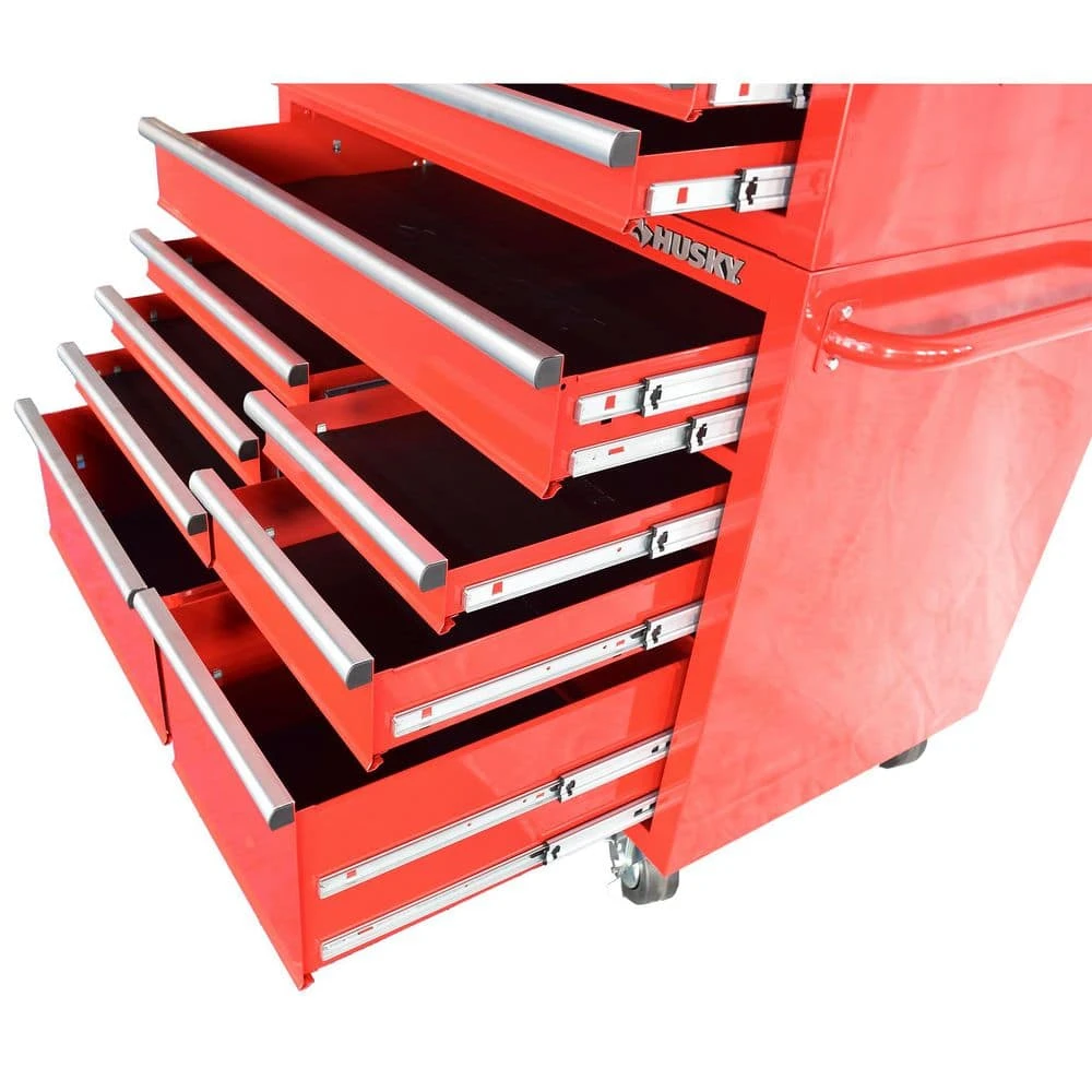Husky 42 In. 12-Drawer 24.5 In. Deep Tool Chest/Rolling Cab Set Gross Red 6 Husky 42 In. 12-Drawer 24.5 In. Deep Tool Chest/Rolling Cab Set Gross Red - Image 6