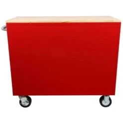 Husky 42 In. W X 18.1 In. D Standard Duty 10-Drawer Mobile Workbench Tool Chest With Solid Wood Top In Gloss Red -Husky Shop gloss red with silver finishes husky mobile workbenches h42mwc10r tl 66 1000