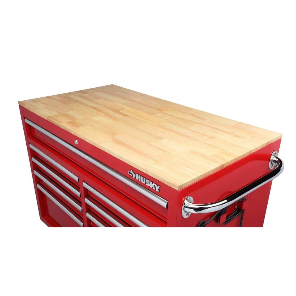 Husky 46 In. W X 24.5 In D Standard Duty 9-Drawer Mobile Workbench With Mechanics Tool Set (290-Piece) In EVA In Gloss Red 6 Husky 46 In. W X 24.5 In D Standard Duty 9-Drawer Mobile Workbench With Mechanics Tool Set (290-Piece) In EVA In Gloss Red - Image 6