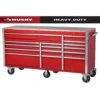 Husky 72 In. W X 24 In. D Heavy Duty 15-Drawer Mobile Workbench Cabinet With Stainless Steel Top In Gloss Red