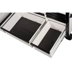 Husky Tool Storage 61 In. W X 23 In. D Heavy Duty White Mobile Workbench Tool Chest -Husky Shop gloss white with black trim husky mobile workbenches h61mwc15gwhd 4f 1000