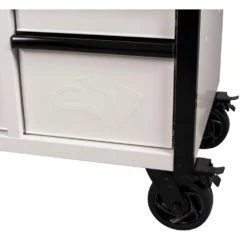 Husky Tool Storage 61 In. W X 23 In. D Heavy Duty White Mobile Workbench Tool Chest -Husky Shop gloss white with black trim husky mobile workbenches h61mwc15gwhd 76 1000