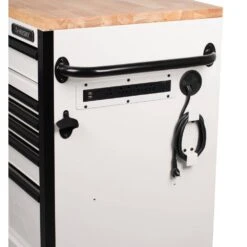 Husky Tool Storage 61 In. W X 23 In. D Heavy Duty White Mobile Workbench Tool Chest -Husky Shop gloss white with black trim husky mobile workbenches h61mwc15gwhd fa 1000