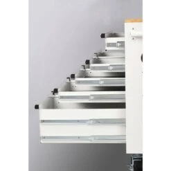 Husky 46 In. W X 25 In. D Standard Duty 9-Drawer Mobile Workbench Cabinet With Solid Wood Top In Gloss White -Husky Shop gloss white with silver trim husky mobile workbenches h46mwc9gwv2 4f 1000