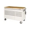 Husky 52 In. W X 25 In. D Standard Duty 9-Drawer Mobile Workbench Tool Chest With Solid Wood Top In Gloss White -Husky Shop gloss white with silver trim husky mobile workbenches hotc5209bj1m 64 1000