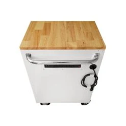 Husky 52 In. W X 25 In. D Standard Duty 9-Drawer Mobile Workbench Tool Chest With Solid Wood Top In Gloss White -Husky Shop gloss white with silver trim husky mobile workbenches hotc5209bj1m 76 1000