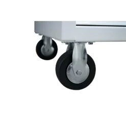 Husky 52 In. W X 25 In. D Standard Duty 9-Drawer Mobile Workbench Tool Chest With Solid Wood Top In Gloss White -Husky Shop gloss white with silver trim husky mobile workbenches hotc5209bj1m c3 1000