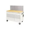 Husky 52 In. W X 24.5 In. D 9-Drawer Standard Duty Mobile Workbench Tool Chest With Solid Work Top And Pegboard In Gloss White -Husky Shop gloss white with silver trim husky mobile workbenches hotc5209bj2m 64 1000