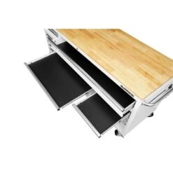 Husky 72 In. W X 24 In. D 18-Drawer Standard Duty Mobile Workbench Tool Chest With Solid Wood Top And Pegboard In Gloss White -Husky Shop gloss white with silver trim husky mobile workbenches hotc7218bj2m 1f 1000