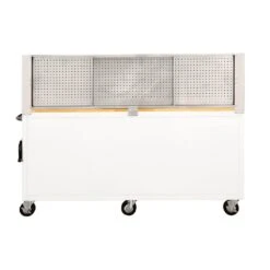 Husky 72 In. W X 24 In. D 18-Drawer Standard Duty Mobile Workbench Tool Chest With Solid Wood Top And Pegboard In Gloss White -Husky Shop gloss white with silver trim husky mobile workbenches hotc7218bj2m fa 1000