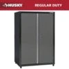 Husky Regular Duty 46 In. W X 72 In. H X 24 In. D 4-Shelf 22-Gauge Steel Freestanding Garage Storage Cabinet In Black And Gray -Husky Shop gray black husky free standing cabinets kf3f462472 h9 64 1000