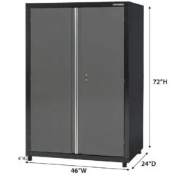 Husky Regular Duty 46 In. W X 72 In. H X 24 In. D 4-Shelf 22-Gauge Steel Freestanding Garage Storage Cabinet In Black And Gray -Husky Shop gray black husky free standing cabinets kf3f462472 h9 fa 1000