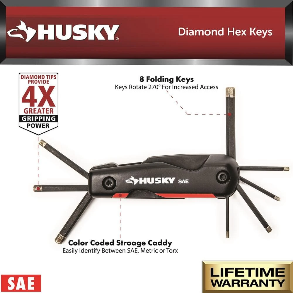 Husky Folding Diamond SAE Hex Key Set (8-Piece) 3 Husky Folding Diamond SAE Hex Key Set (8-Piece) - Image 3