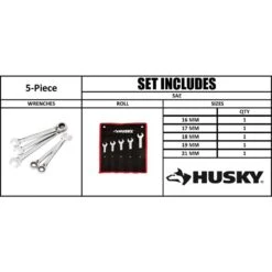 Husky 72-Tooth Large Reversible Metric Ratcheting Wrench Set (5-Piece) -Husky Shop husky adjustable wrenches hrrw5pcmmlg d4 1000