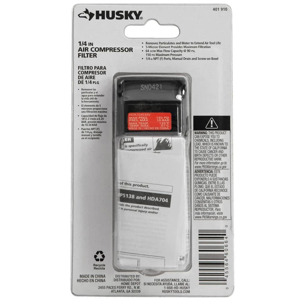 Husky 1/4 In. Air Compressor Filter 10 Husky 1/4 In. Air Compressor Filter - Image 10
