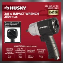 Husky 250 Ft./lbs. 3/8 In. Impact Wrench -Husky Shop husky air impact wrenches h4425 1d 1000