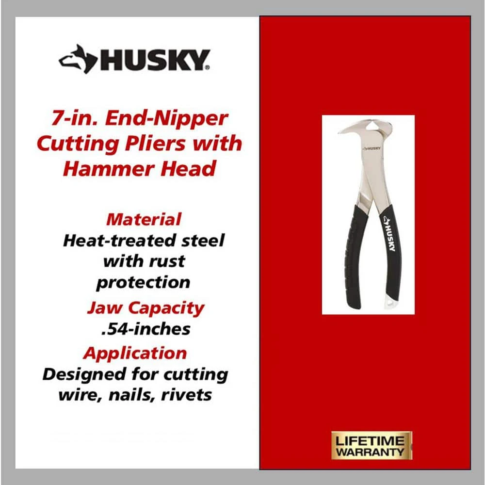 Husky 7 In. End-Nipper Cutting Pliers With Hammer Head 4 Husky 7 In. End-Nipper Cutting Pliers With Hammer Head - Image 4