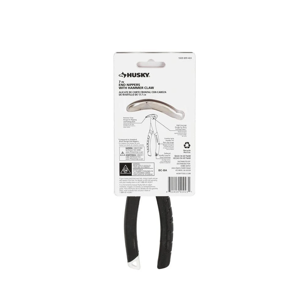 Husky 7 In. End-Nipper Cutting Pliers With Hammer Head 9 Husky 7 In. End-Nipper Cutting Pliers With Hammer Head - Image 9