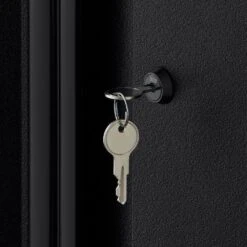 Husky Pro Duty Welded 20-Gauge Steel 2-Door Garage Base Cabinet In Black LINE-X (28 In. W X 33 In. H X 21.5 In. D) -Husky Shop husky black linex husky free standing cabinets htc1000001 lx a0 1000