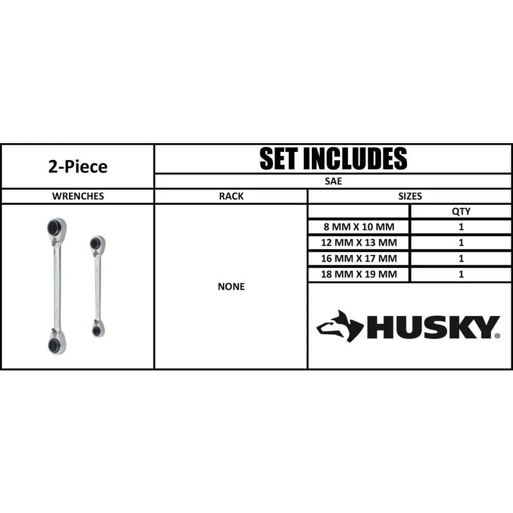 Husky Metric Quad Drive Ratcheting Wrench Set (2-Piece) 7 Husky Metric Quad Drive Ratcheting Wrench Set (2-Piece) - Image 7