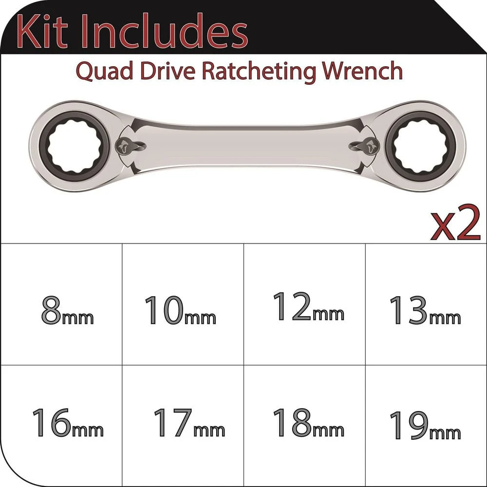 Husky Metric Quad Drive Ratcheting Wrench Set (2-Piece) 2 Husky Metric Quad Drive Ratcheting Wrench Set (2-Piece) - Image 2
