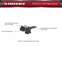 Husky 4.5 In. Micro Trigger Clamp Set (4-Piece) -Husky Shop husky clamp sets 99679 c3 1000