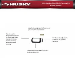 Husky 8 In. Quick Adjustable C-Clamp With Rubber Handle -Husky Shop husky clamps 99684 44 1000