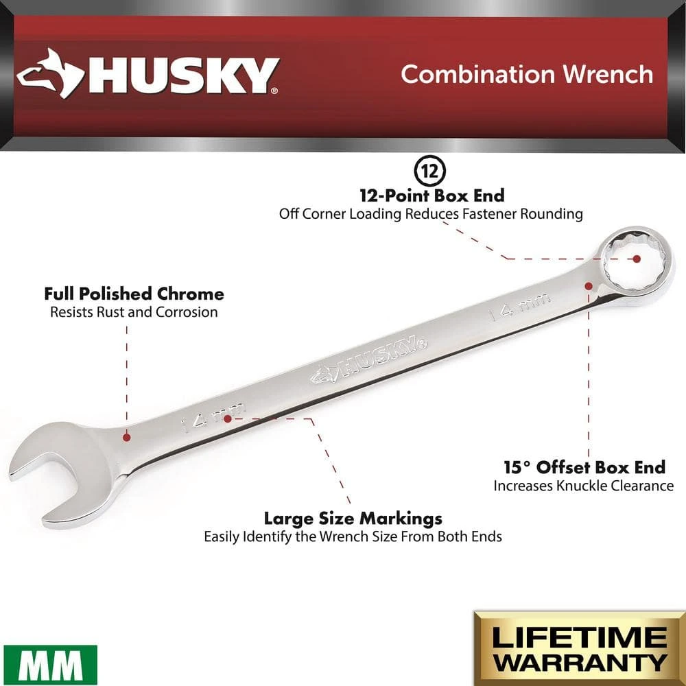 Husky 27 Mm 12-Point Metric Full Polish Combination Wrench 2 Husky 27 Mm 12-Point Metric Full Polish Combination Wrench - Image 2