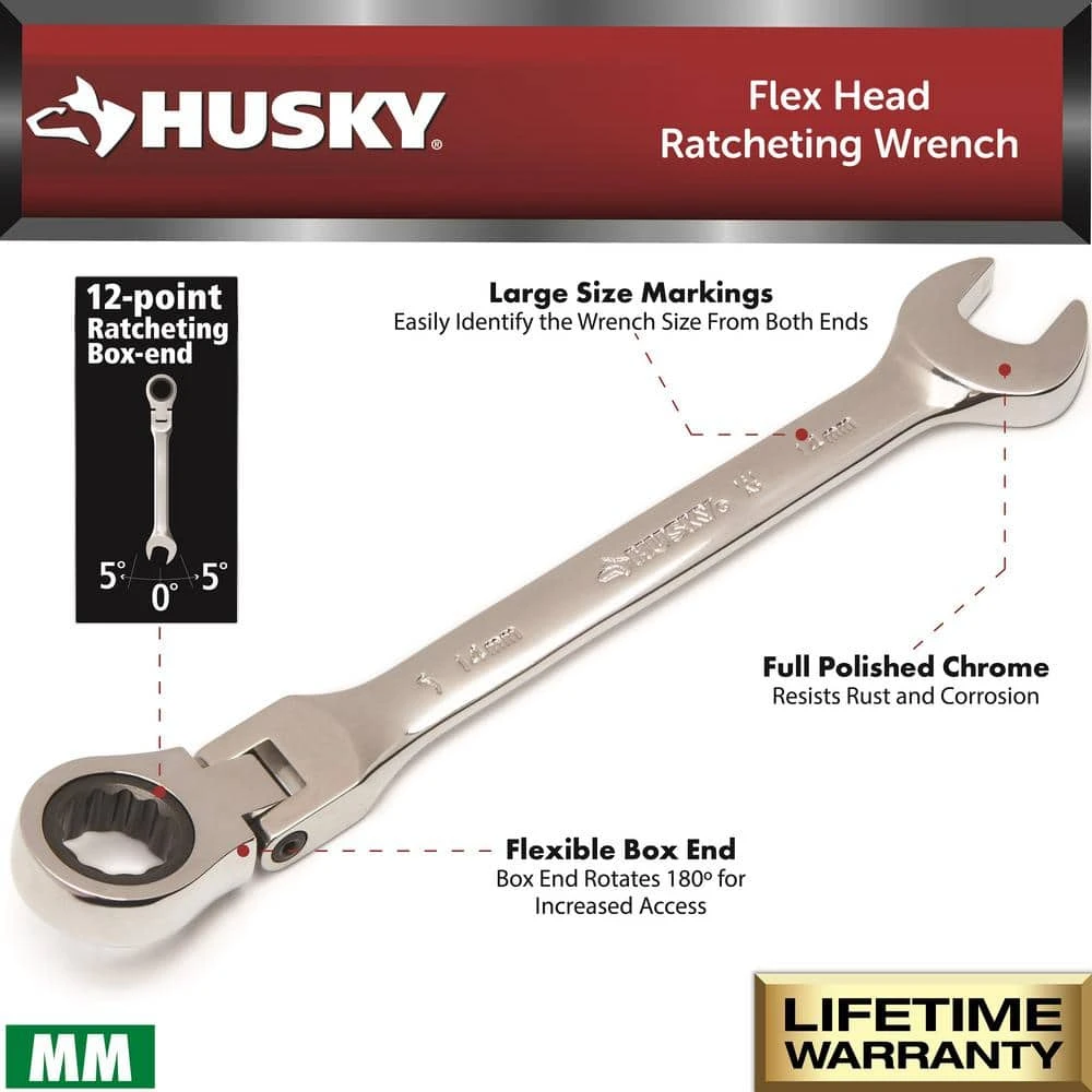 Husky 13 Mm Flex Head Ratcheting Combination Wrench 2 Husky 13 Mm Flex Head Ratcheting Combination Wrench - Image 2