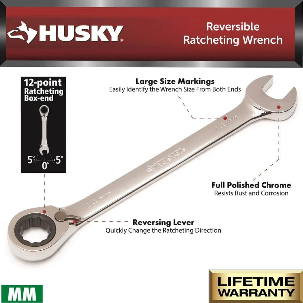 Husky 14 Mm Reversible Ratcheting Combination Wrench 2 Husky 14 Mm Reversible Ratcheting Combination Wrench - Image 2
