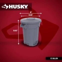 Husky 10 Gal. Grey Heavy Duty Commercial Outdoor Trash Can With Domed Lid (2-Pack) -Husky Shop husky commercial trash cans 999 2510 2pk 40 1000