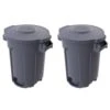 Husky 10 Gal. Grey Heavy Duty Commercial Outdoor Trash Can With Domed Lid (2-Pack) -Husky Shop husky commercial trash cans 999 2510 2pk 64 1000